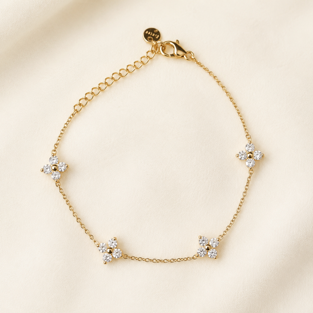 Pulsera Calía fina con pequeñas flores brillantes